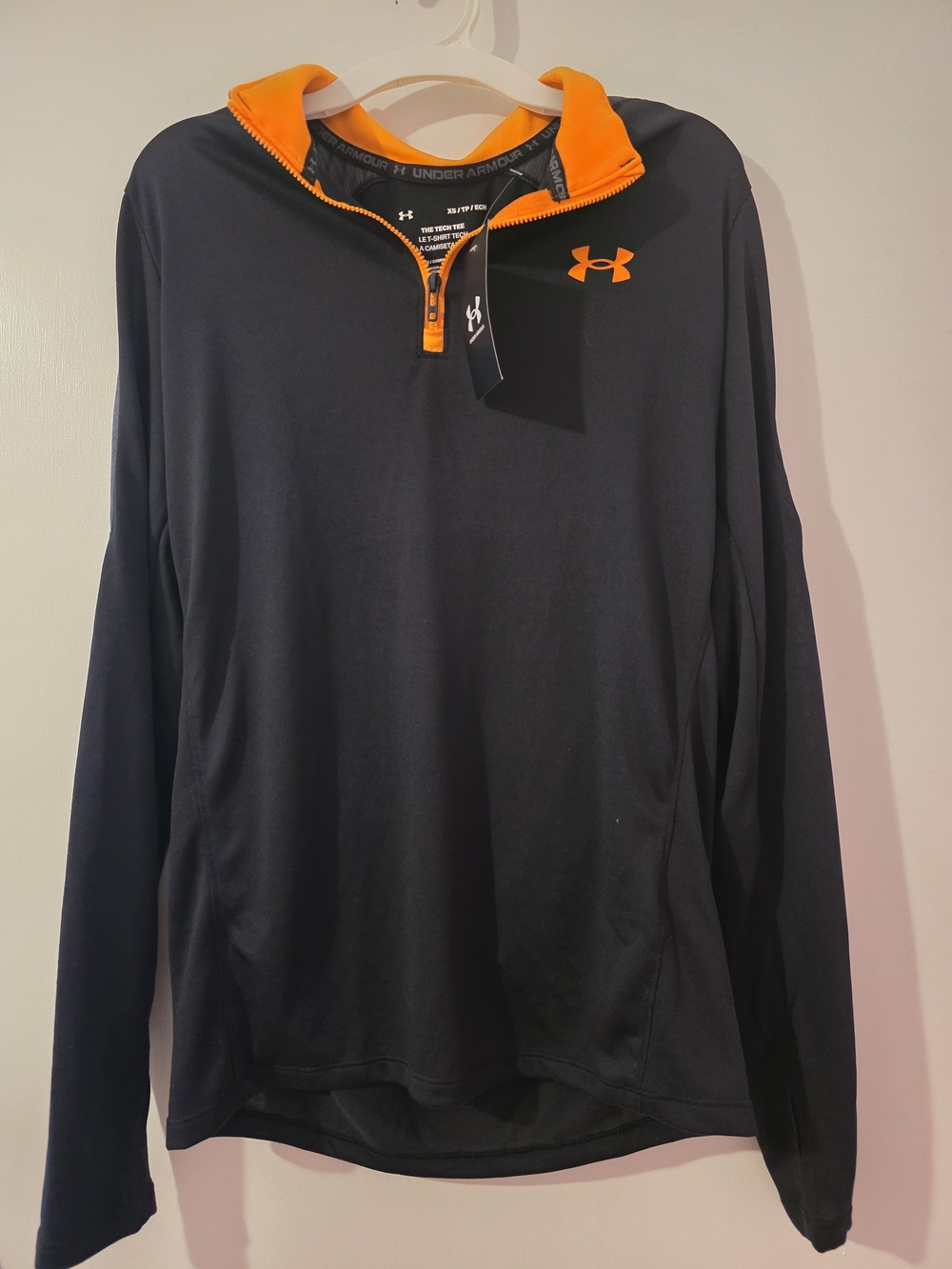 Under Armour Black 1/4 Zip Performance Jacket with Orange Trim